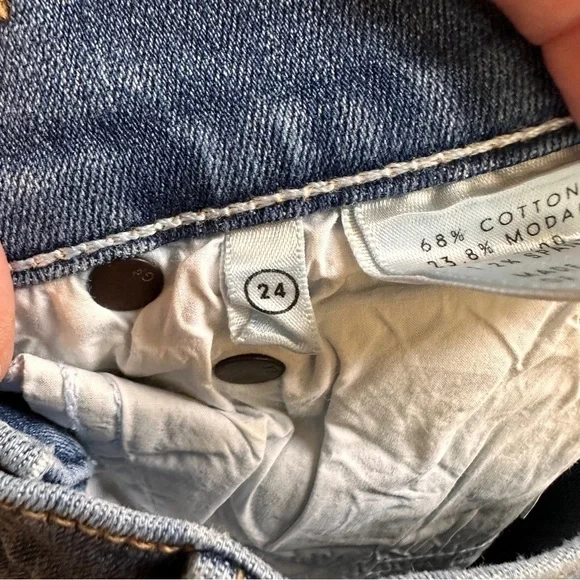 GRLFRND Candice A Love Song Distressed Raw Hem Mid-Rise Stretch Ankle denim Jean - Picture 7 of 9